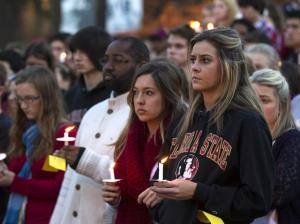 FSU students gathered for a vigil in honor of the victims. (MARK WALLHEISER/GETTY IMAGES)